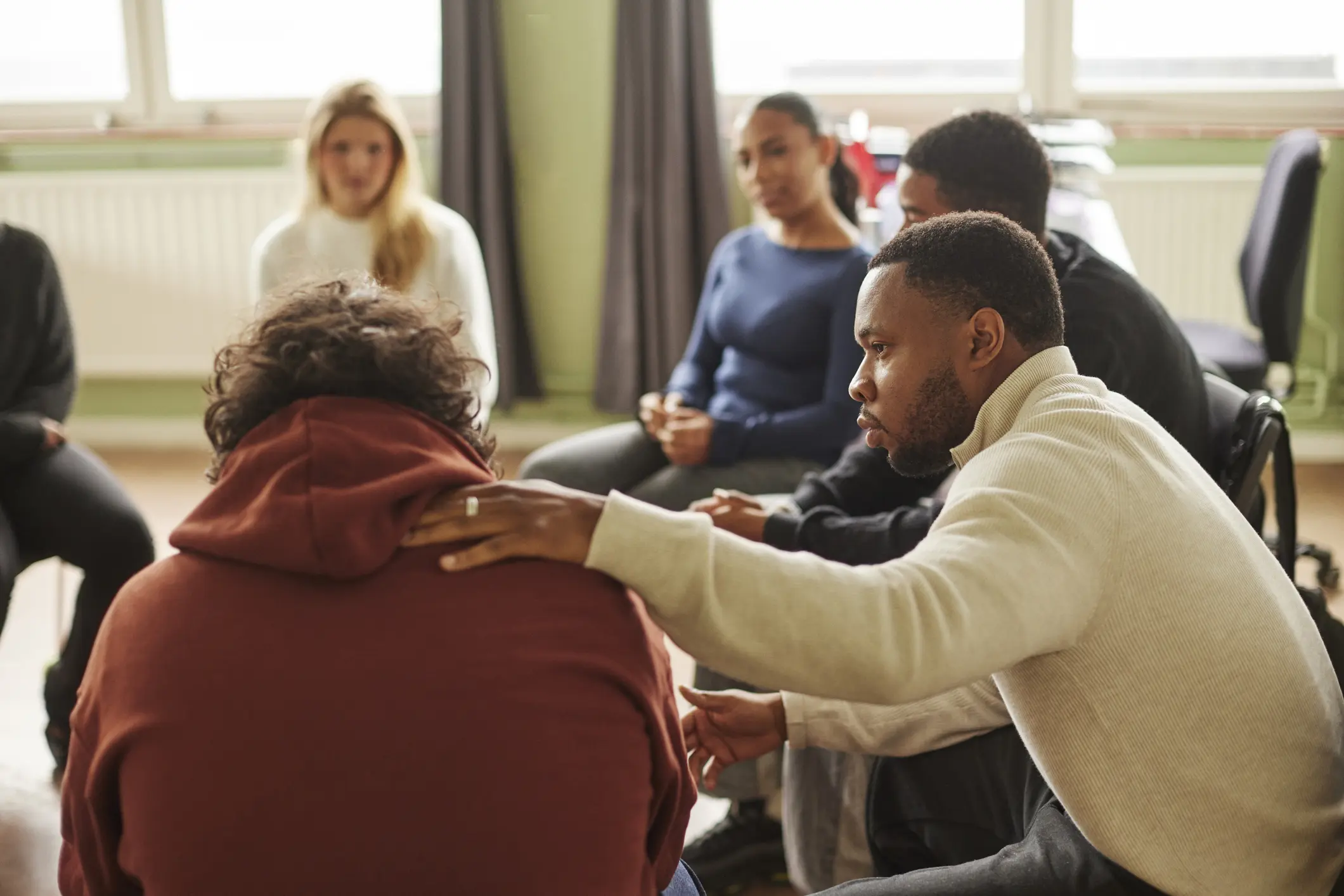 Group in a group therapy session.